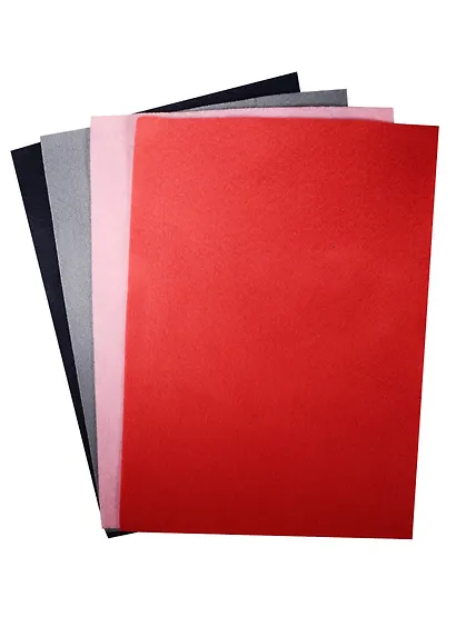 Набор листов фетр (А4) (4 шт) (чер., сер., роз., коралл) (упаковка) (11-ChnArts (Hunan)-J12) - фото 1