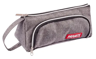 Пенал-косметичка "Private", 2 отделения, серый, 21х8.5х8.5 см - фото 1