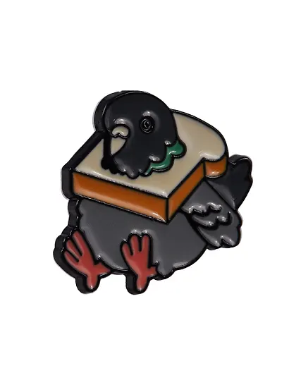 Набор металлических значков (3шт.) (Значок Голубь с хлебом Значок Гусь Значок Котик Манэки-нэко) (металл) - фото 8