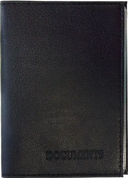 Обложка для автодокументов, чёрная, натуральная кожа, 12.7 x 9.5 см - фото 3