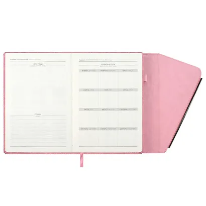 Ежедневник недат. А5 160л "Шеврет делавэ" розовый, кожзам, тв.переплет, блинтовое тиснение, декор.кнопка, декор.молния, магнит.клапан, петля для ручки, офсет, ляссе - фото 6