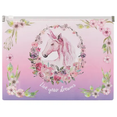 Папка на молнии А5 «Unicorn. Live your dreams» - фото 1
