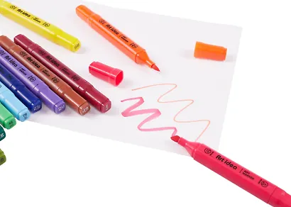 Маркеры для скетчинга 12 цветов, двусторонние кисть/скошенный наконечник, Art idea - фото 5