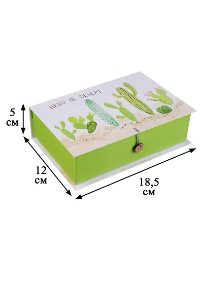 Шкатулка-книга с пуговицей картон S Кактус (18,5х12х5см) (12-Kairui-BB2017-007) - фото 3