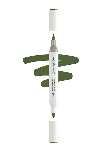 Маркер акриловый "Сонет" зелёный травяной тёмный, двусторонний, перо кисть/пуля - фото 1