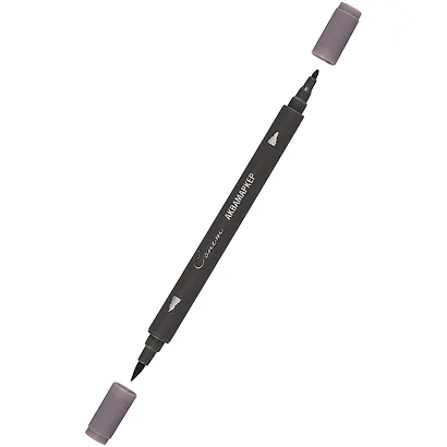 Маркер акварельный "Сонет", двухсторон., кисть и тонкий наконечник, сиренево-серый, сонет - фото 2