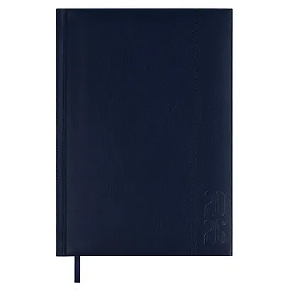 Ежедневник дат. 2026г. А5 176л "Наппа" синий, кожзам, тв.переплет, обл.поролон, блинт.тиснение, офсет, справ.мат-лы, ляссе, инд.уп - фото 1