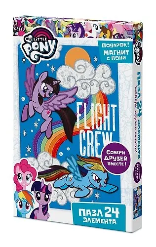 Пазл-мини, Оригами, My little pony Movie. Сумеречная Искорка и Радуга Дэш 24эл., (130х180), + фигурка с магнитиком - фото 1