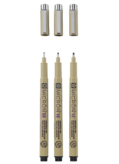 Ручки капиллярные черные 03шт "Pigma Micron" 0.5мм, 0.6мм, 0.7мм - фото 2