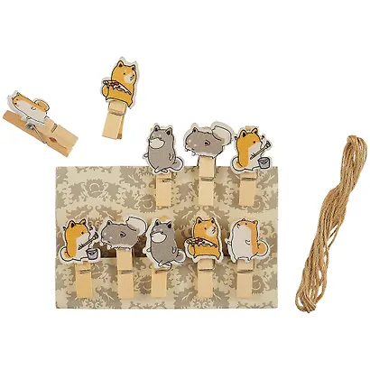 Прищепки декоративные с веревкой 10 шт. Собачки - фото 2