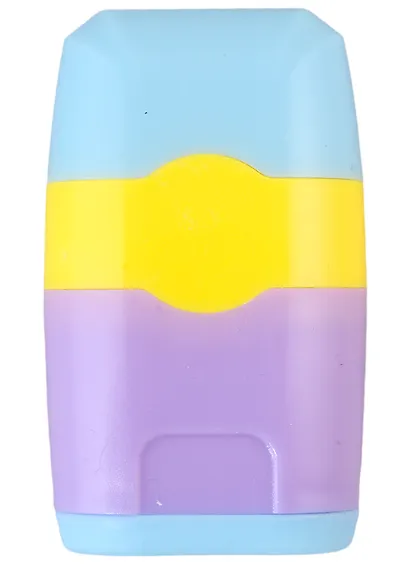 Точилка 2отв. "Sacapuntas" с ластиком, ассорти - фото 1