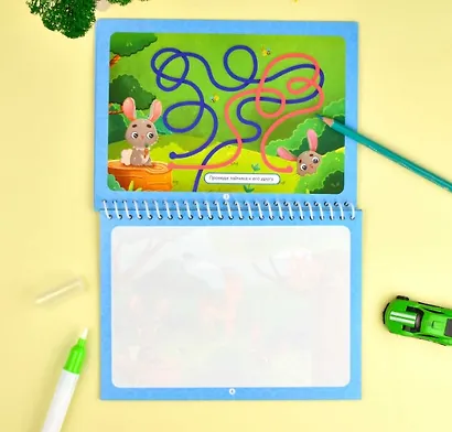 Животные. Многоразовая водная раскраска с лабиринтами, с водным маркером 3+ - фото 5