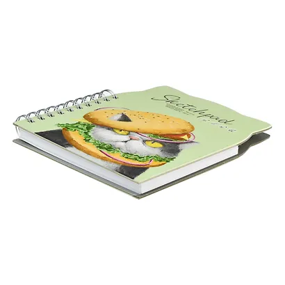 Скетчбук А5 100л "Вкусный кот" белый офсет, 100г/м2, фигурная вырубка, тв.обложка, гребень - фото 2