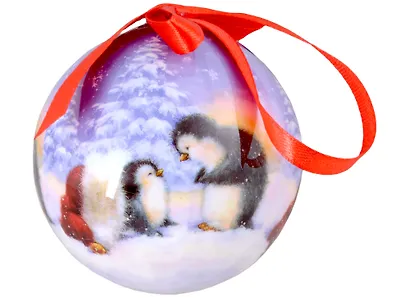 Елочный шар НГ Пингвины (пластик) (7,5 см) (ПВХ Бокс) - фото 1