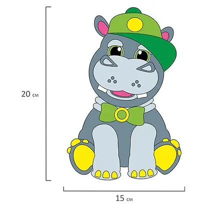 Набор для творчества Аппликация из фетра, Бегемотик, основа 20*15см, ЮНЛАНДИЯ, 662386 - фото 5