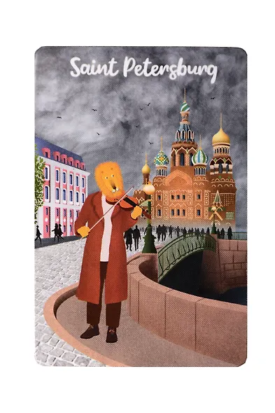 Магнит Петербургский Лев возле Спаса на крови (Санкт-Петербург) (m2210) - фото 1