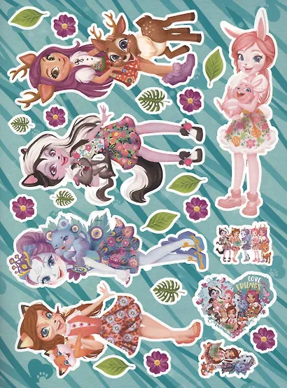 Развивающая книжка с многоразовыми наклейками и постером "Энчантималс" - фото 3