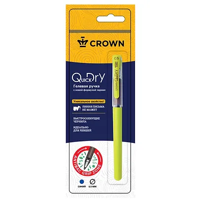 Гелевая ручка синяя, Quick Dry, Crown - фото 1