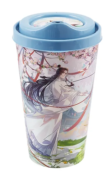 Стакан с крышкой Благословение небожителей Се Лянь сакура (пластик) (550 мл) - фото 1