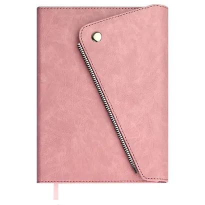 Ежедневник недат. А5 160л "Шеврет делавэ" розовый, кожзам, тв.переплет, блинтовое тиснение, декор.кнопка, декор.молния, магнит.клапан, петля для ручки, офсет, ляссе - фото 1