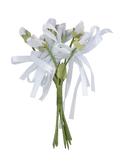 Букетик из подснежников с бантиками и листиками, цвет 176, серый (14-00530-B19) - фото 1