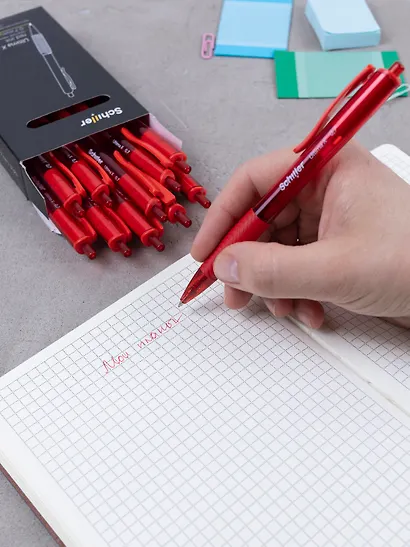 Ручки шариковые автоматические красные 12шт "Ultima X", масляные чернила, 0,7мм, Schiller - фото 5