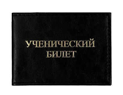 Обложка для ученического билета 11*8см Черный кожзаменитель с внутренними пластиковыми карманами - фото 1