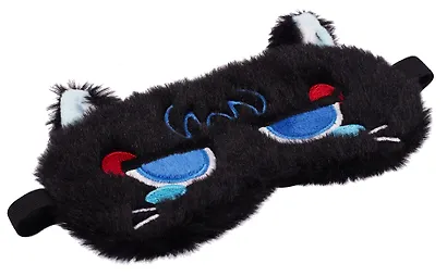 Маска для сна «Котик Аниме хмурится», черная, плюш, Lafilaf - фото 4