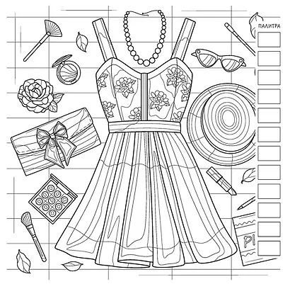 Раскраска Fashion Girl для работы маркерами (девушка с велосипедом в поле) - фото 3