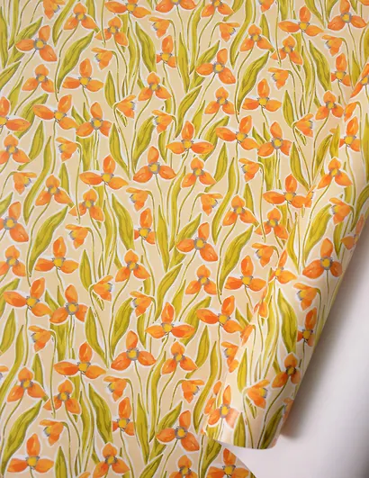 Бумага упаковочная 70*100см "Трилистники" глянц., инд.уп. - фото 1