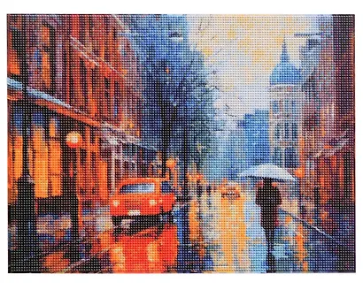 Алмазная мозаика (классическая) с подрамником, с полным заполнением "Дождливый город", 30 х 40 см - фото 3