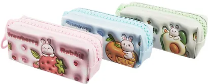 Пенал с большой молнией "Каваи" эффект 3D, ассорти - фото 1