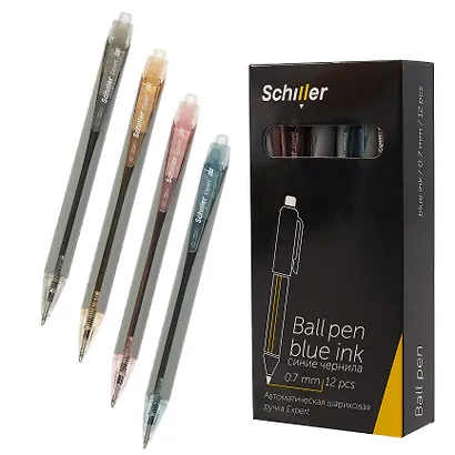 Ручки шариковые автоматические синие 12 штук "Expert" 0,5 мм, в ассортименте, Schiller - фото 6
