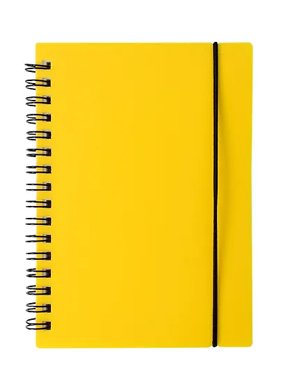 Записная книжка А6 80л кл. "Favorite Color. Neon Yellow" спираль, пласт.обл., резинка - фото 1