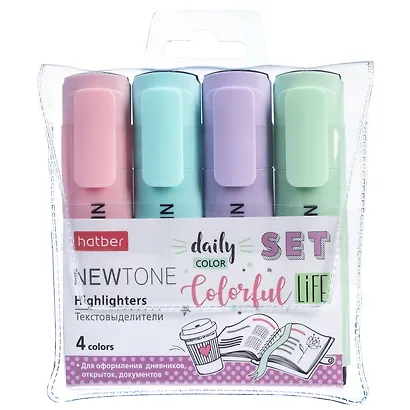 Текстовыделители 4 цвета "Newtone Pastel", Hatber - фото 2
