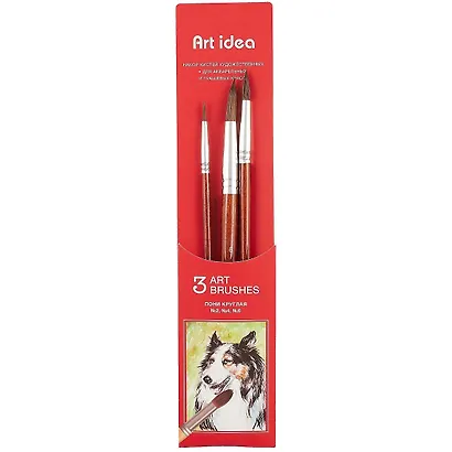 Набор художественных кистей Art idea, круглые, пони, 3 штуки - фото 5