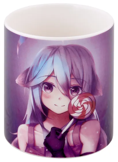Кружка Аниме Девушка с леденцом (Сёдзё) (белая) (керамика, деколь) (330мл) (коробка) - фото 1