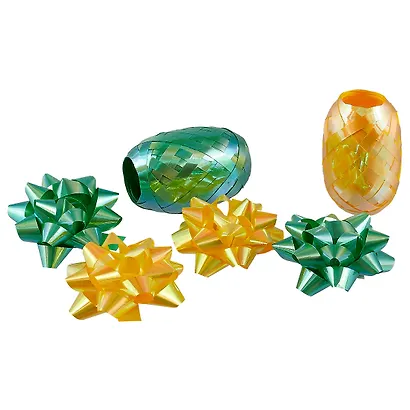 Набор для упаковки «Жёлтый и зелёный», 2 катушки лент, 2 банта - фото 1