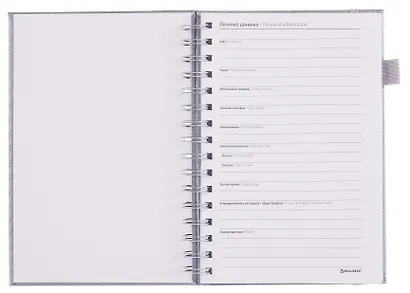 Книга для записей А5 80л кл. "Calipso" серый, иск.кожа, резинка, гребень - фото 5