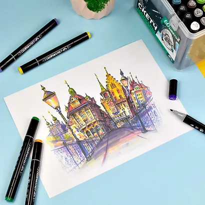 Маркеры для скетчинга двухсторонние Fenix-Art, 24 цвета - фото 10