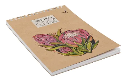 Скетчбук А5 40л "Flower", 120г/м2, обложка крафт картон, выборочный лак, евроспираль - фото 3