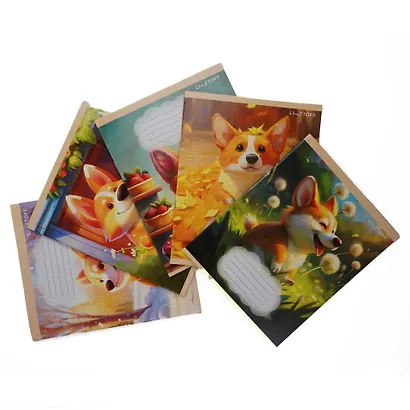 Тетрадь 18л кл. "Корги" мел.картон, офсет 60г/м2, поля, ассорти - фото 4