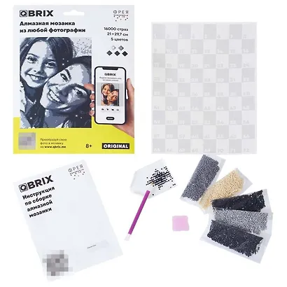 Набор для творчества Mozabrick. Алмазная мозаика «QBRIX - Original», 21 х 29,7 см, 5 цветов - фото 2