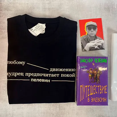 Набор: Виктор Пелевин "Путешествие в Элевсин", футболка и открытка - фото 4