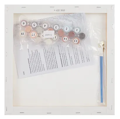 Холст с красками по номерам в коробке. "Малыши" Котёнок с бантом 30х30, 20 цветов - фото 3