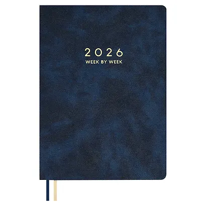 Еженедельник дат. 2026г. А4 80л "Тиволи делавэ" синий, кожзам, мягк.переплет, блинт.тиснение, офсет, тисн.фольгой, 2 ляссе, инд.уп - фото 1