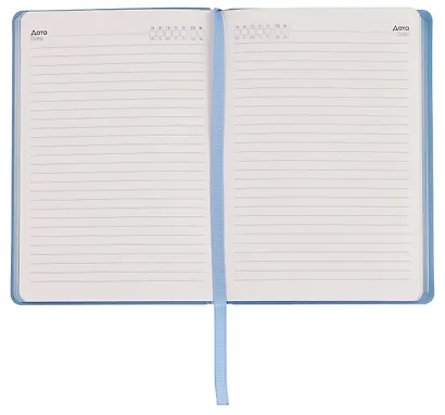 Ежедневник недат. А6+ 136л "SOFT TOUCH" незабудка, интегр.переплет, иск.кожа, тонир.блок, скругл.углы, запечат.торец, ляссе, инд.уп - фото 3