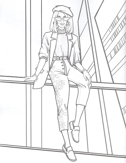 Современные девчонки. Большая раскраска для девочек - фото 5