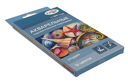 Карандаши цветные 12цв акварельные "Студия" худож., заточен., карт.уп., ГАММА - фото 2