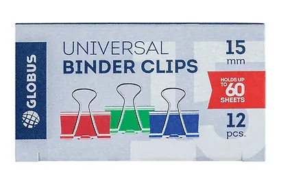 Зажимы для бумаг 15мм 12шт цветные, к/к, Глобус - фото 4